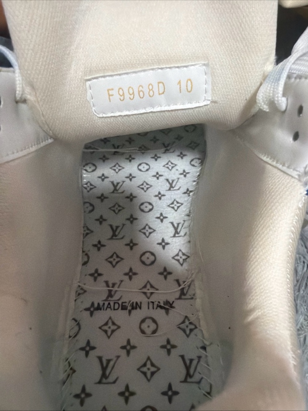 Louis Vuitton Men’s Navy Blue & White Monogram Low-Top Sneakers - Picture 6 of 7